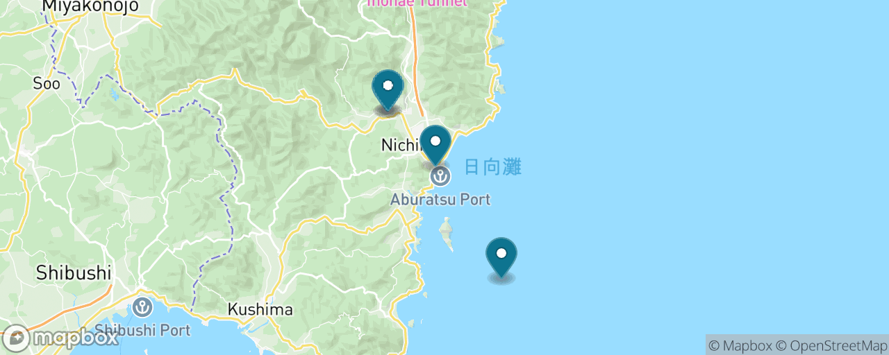 Map of the stops on “Udo Jingu & Obi Heritage”