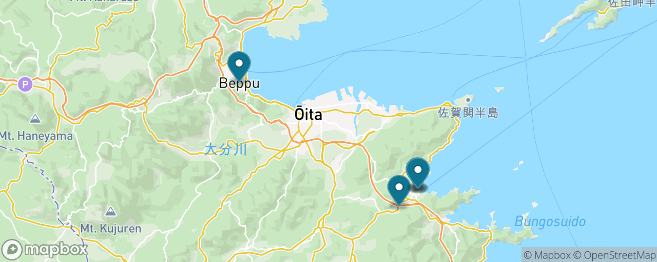 Map of the stops on “Usuki Stone Buddhas Day Trip”
