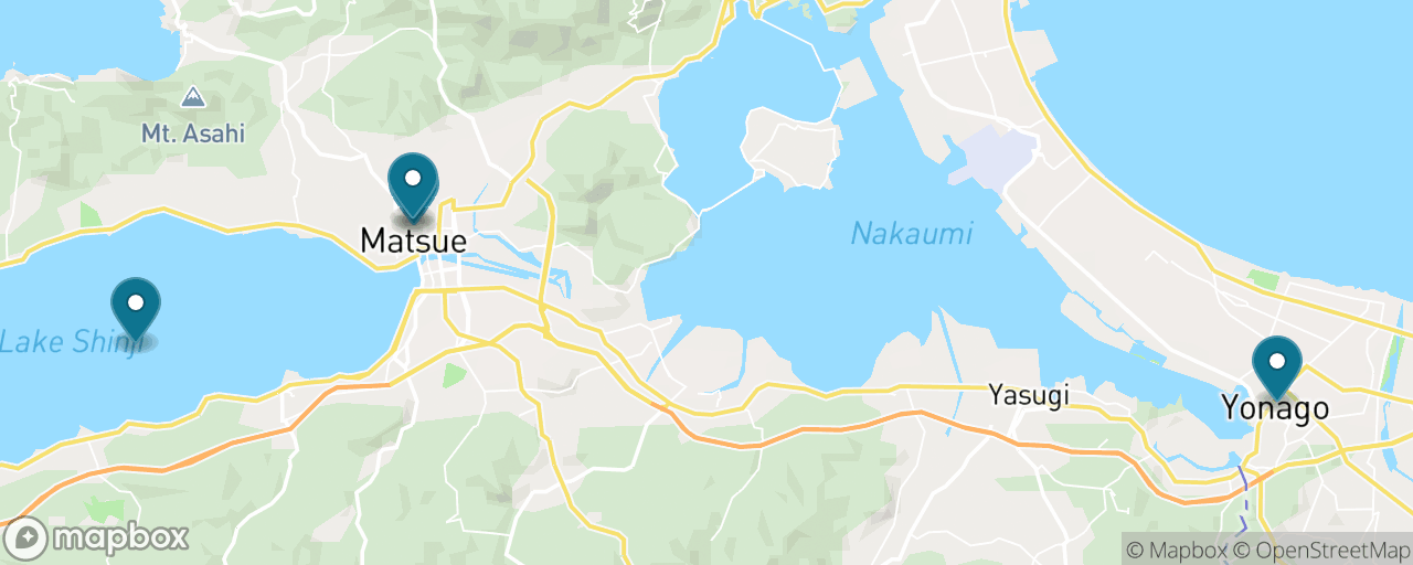 Map of the stops on “Matsue Castle by Train”