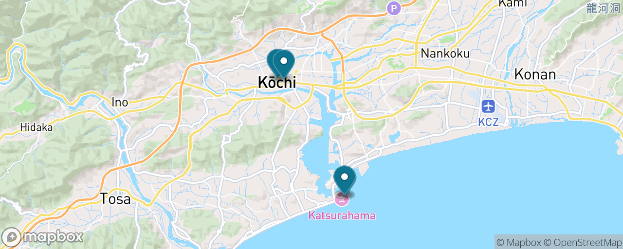 Map of the stops on “Best of Kochi in a Day: Castle, Market & Katsurahama”