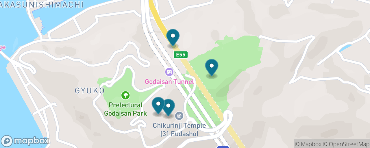 Map of the stops on “Godaisan on Foot: Chikurinji Temple & the Green Summit”