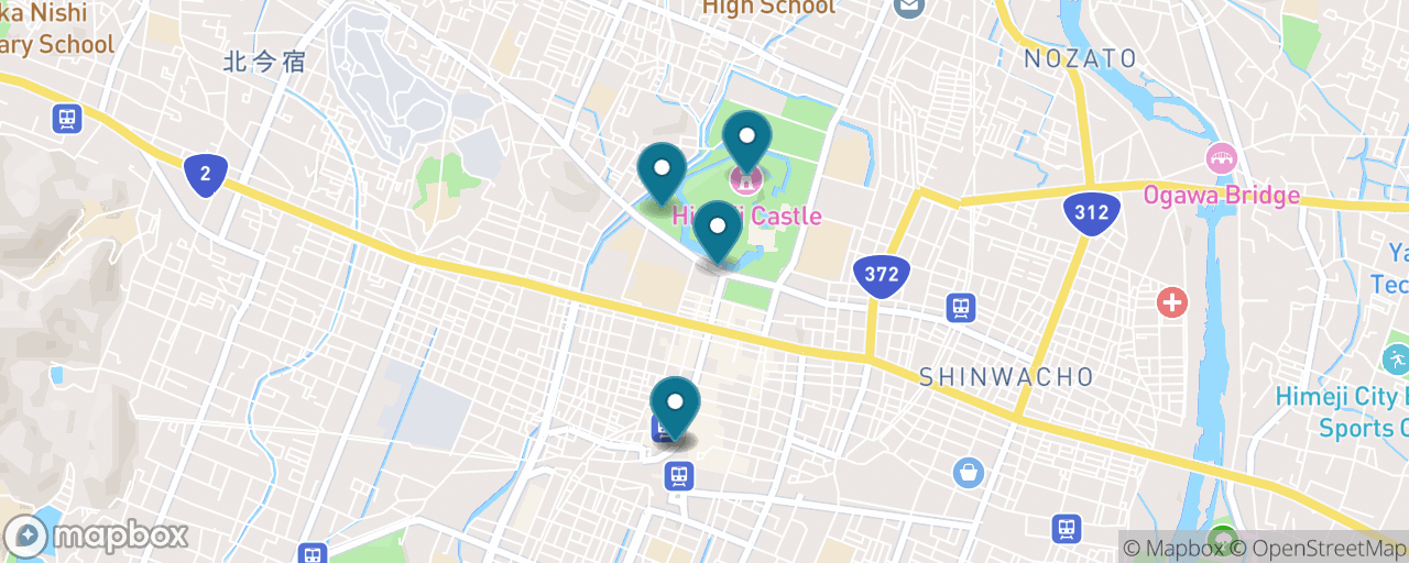 Map of the stops on “Himeji Castle & Koko-en Garden”