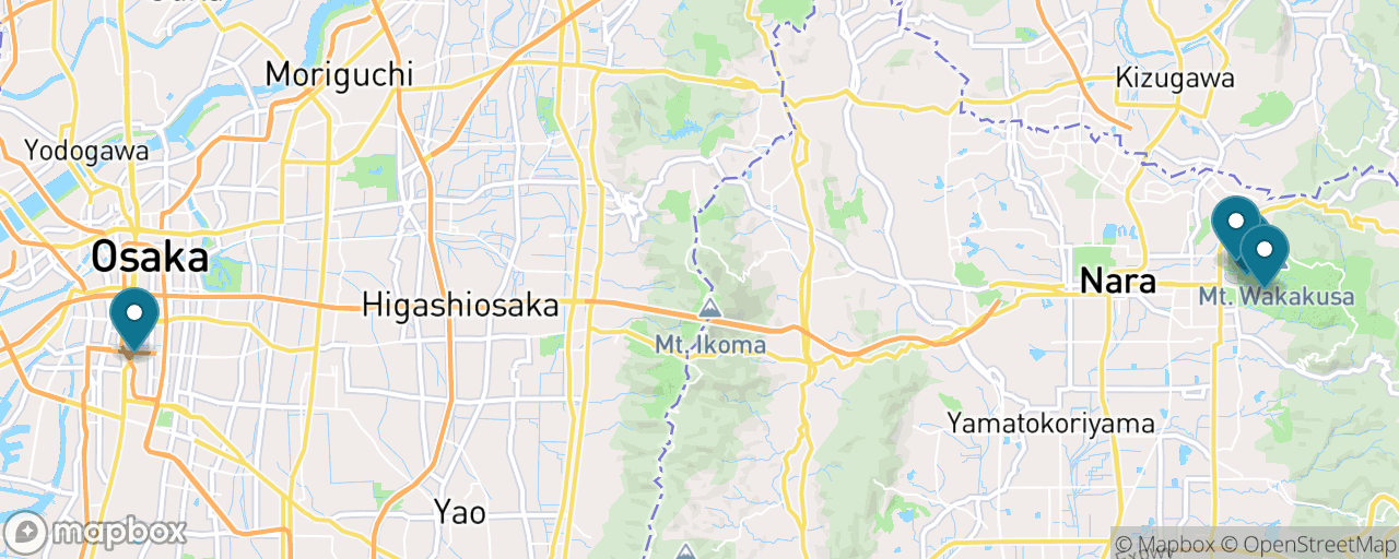 Map of the stops on “Nara Day Trip: Deer Park & the Great Buddha”