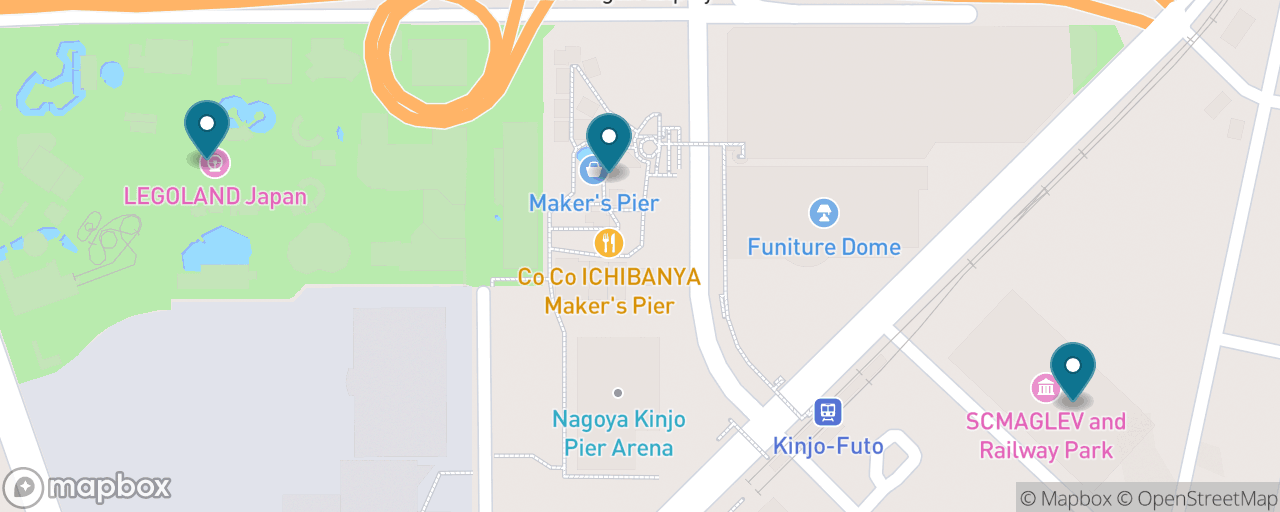 Map of the stops on “LEGOLAND & the Kinjo-futo Kids' Day”