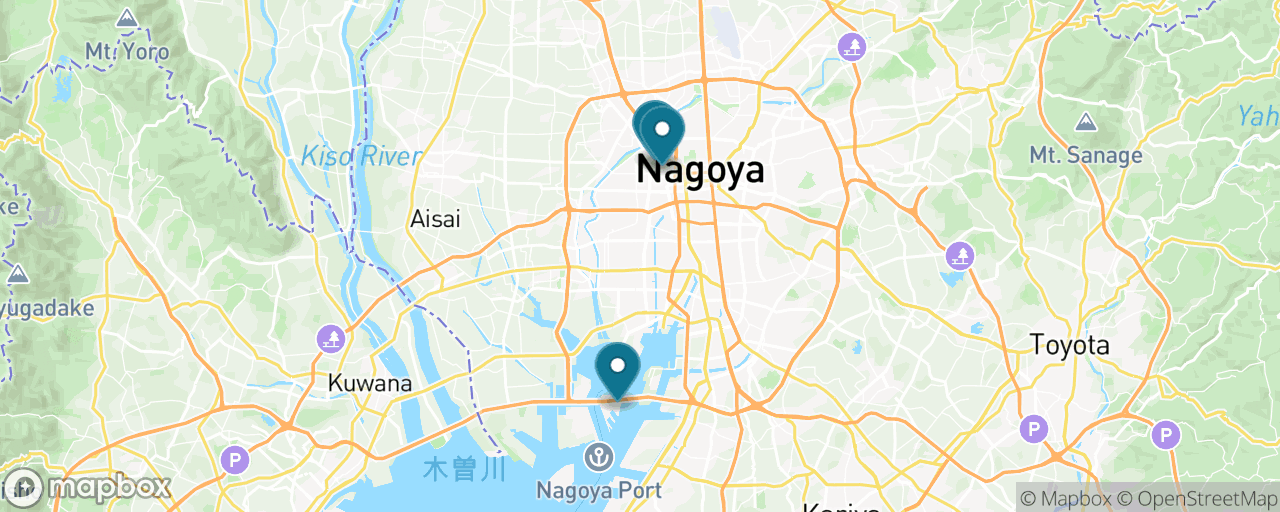 Map of the stops on “Machine Age Nagoya: Looms, Cars & the Maglev”