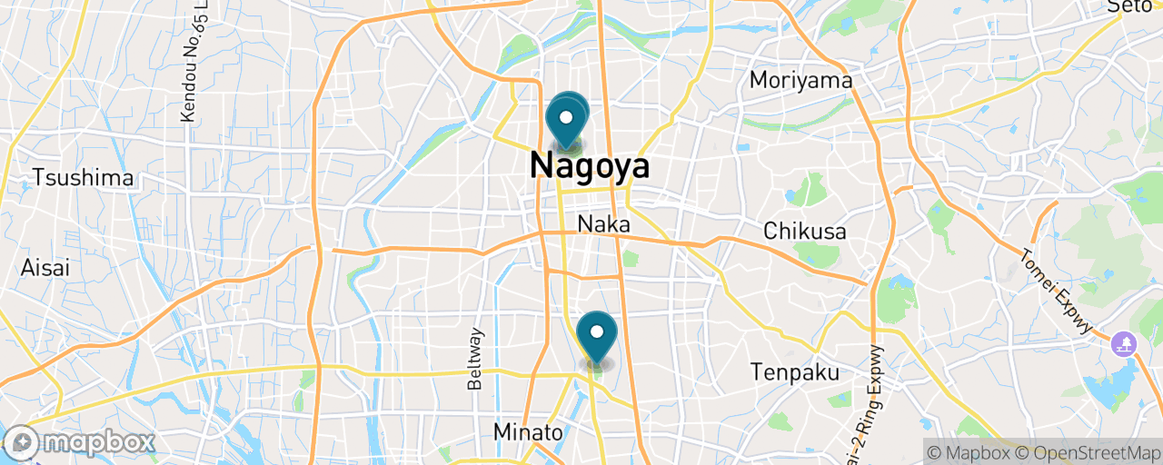 Map of the stops on “Castle & Shrine: The Nagoya Classic”