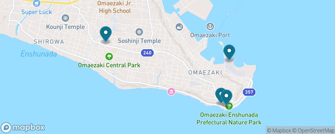 Map of the stops on “Cape Omaezaki on Foot — The Free Coast Day”