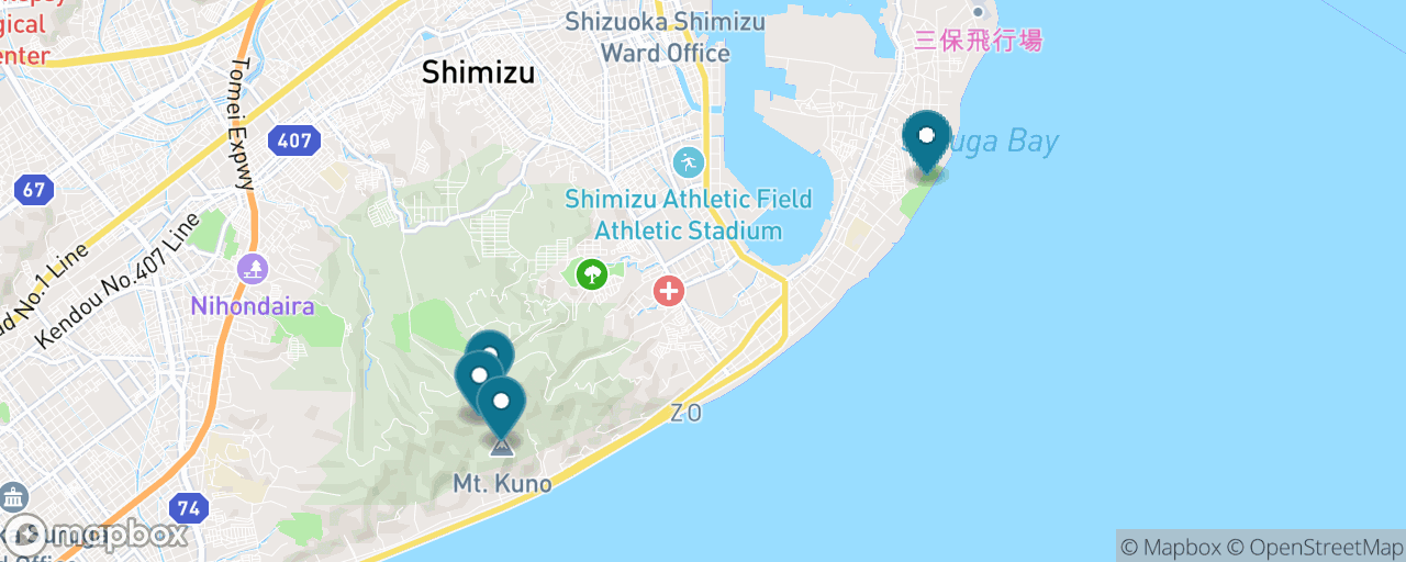 Map of the stops on “The Three Fuji Viewpoints”