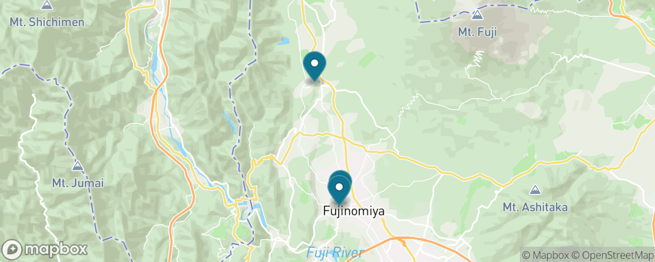 Map of the stops on “Fujinomiya: Fuji's Shrines & Shiraito Falls”