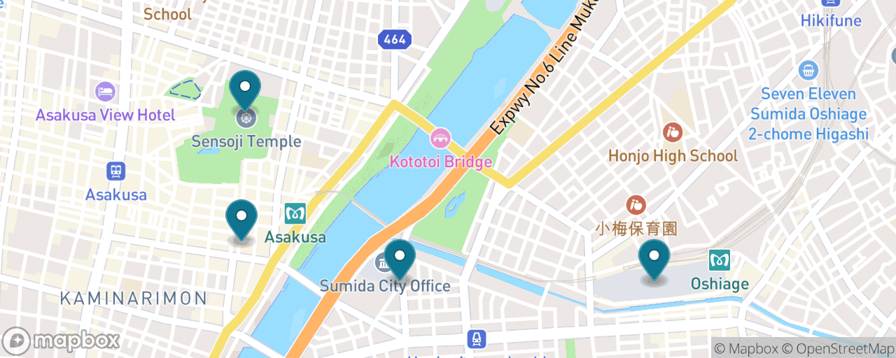 Map of the stops on “Old Tokyo: Asakusa & Skytree”