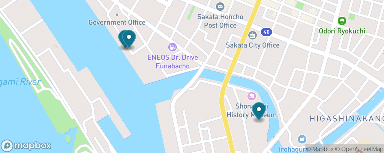 Map of the stops on “Sakata Seafood & Sake Crawl”
