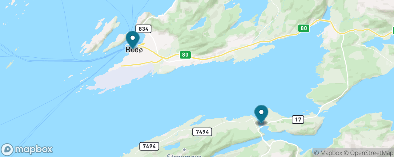 Map of the stops on “Saltstraumen by Public Bus”