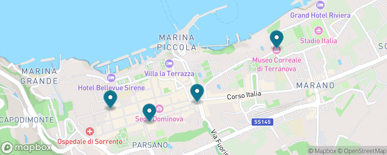 Map of the stops on “Rainy-Day Sorrento: Villa Museum and Inlaid Wood”