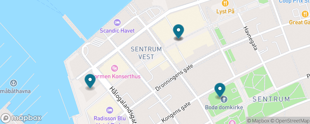 Map of the stops on “Bodø Essentials on Foot”