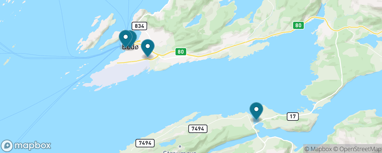 Map of the stops on “The Complete Bodø Day”
