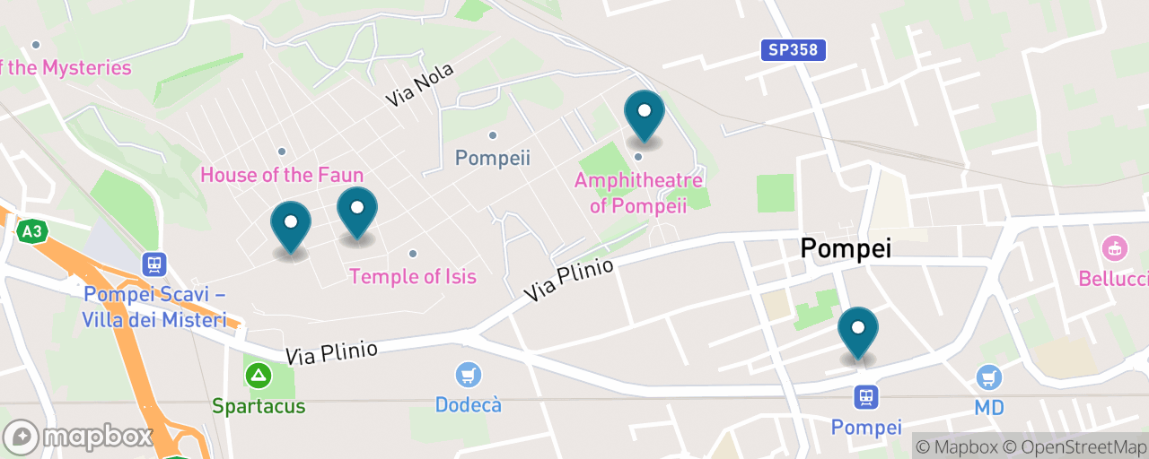 Map of the stops on “Pompeii, By Train, Done Right”