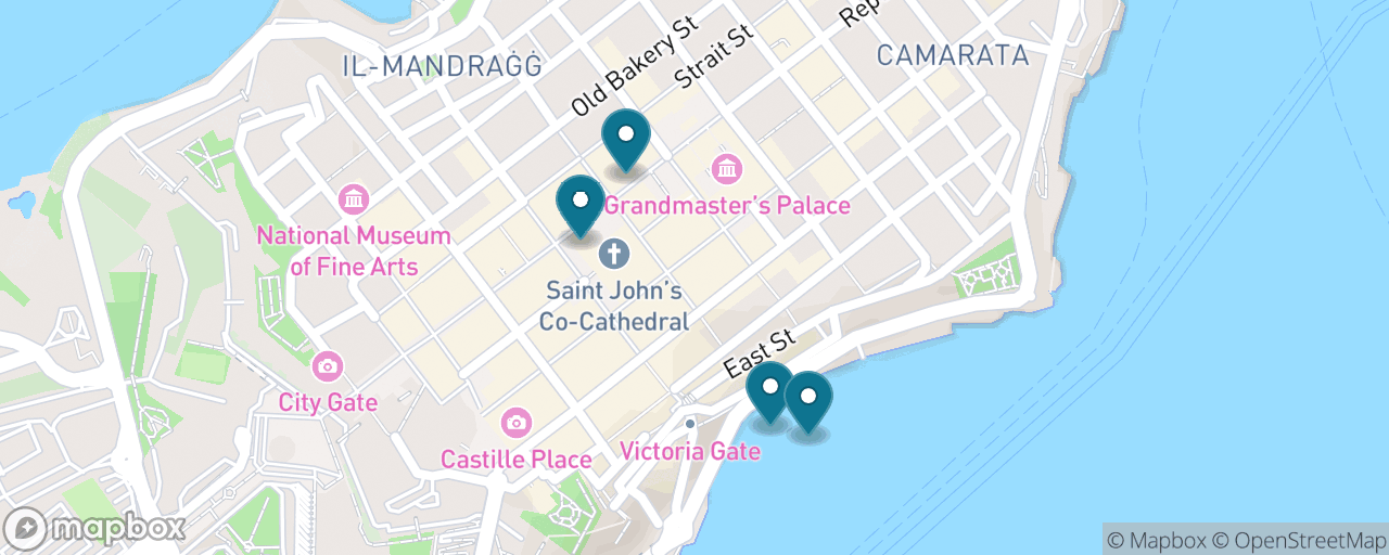 Map of the stops on “Valletta for Nothing”