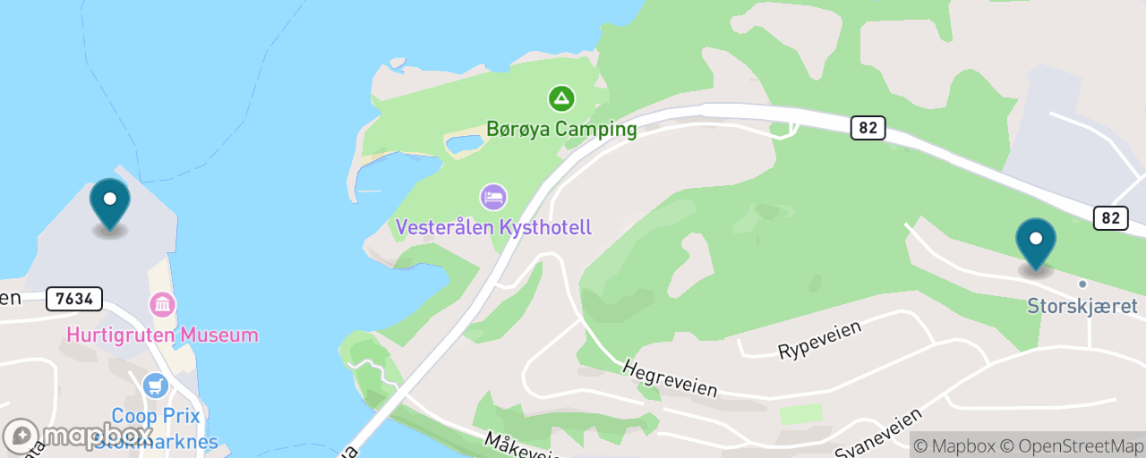 Map of the stops on “The Børøya Bridge Leg-Stretch”