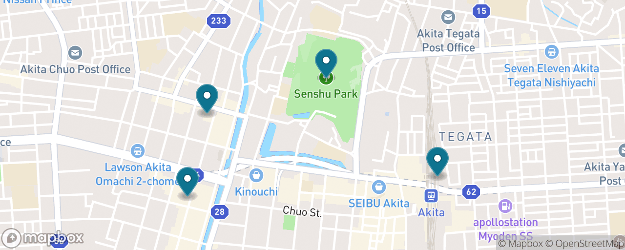Map of the stops on “Red Brick, Floats & Castle Park: the Easy Akita City Day”