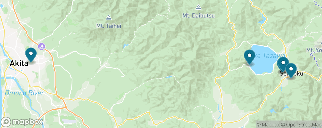 Map of the stops on “Lake Tazawa: Japan's Deepest Lake & the Golden Maiden”