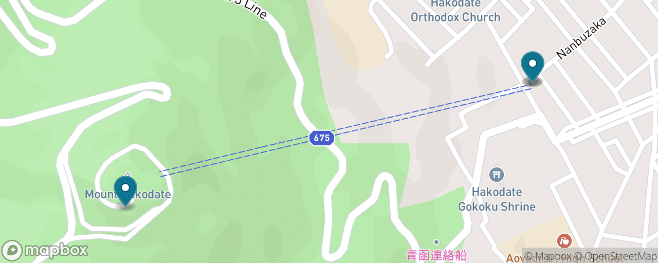 Map of the stops on “Mount Hakodate Night View”