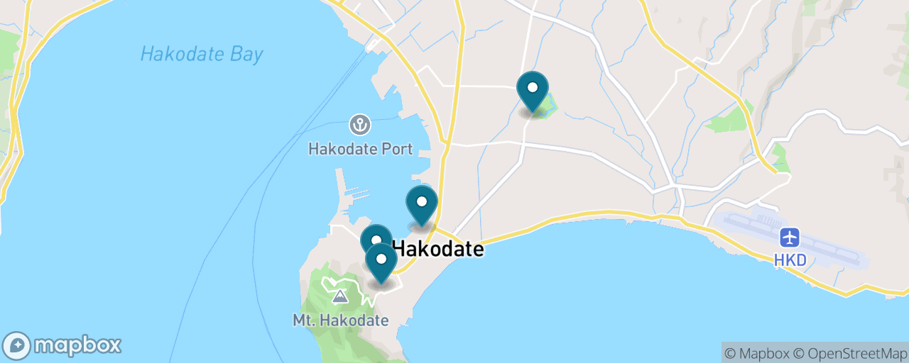 Map of the stops on “The Complete Hakodate Day”