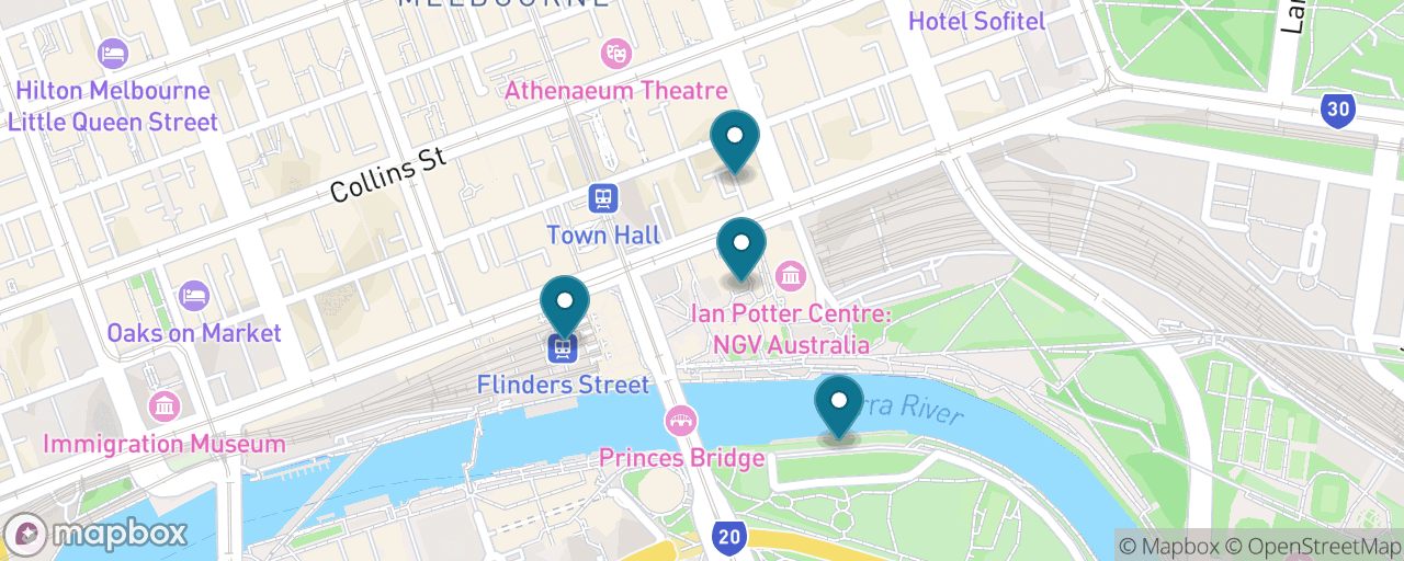 Map of the stops on “Melbourne's Icons in a Half Day”