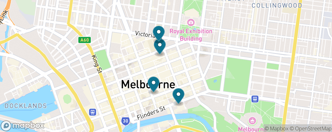 Map of the stops on “Melbourne in the Rain”