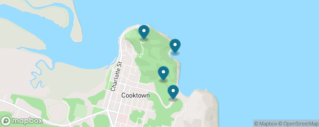 Map of the stops on “Cooktown: Grassy Hill, Gardens and Hidden Bays”