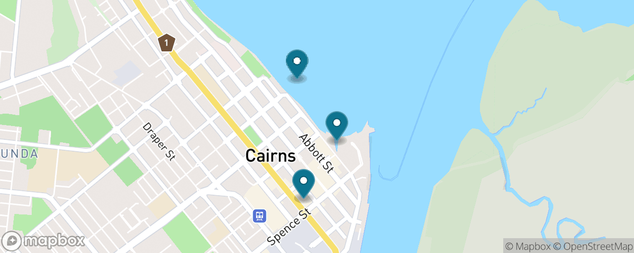 Map of the stops on “Cairns Esplanade & City for Free”