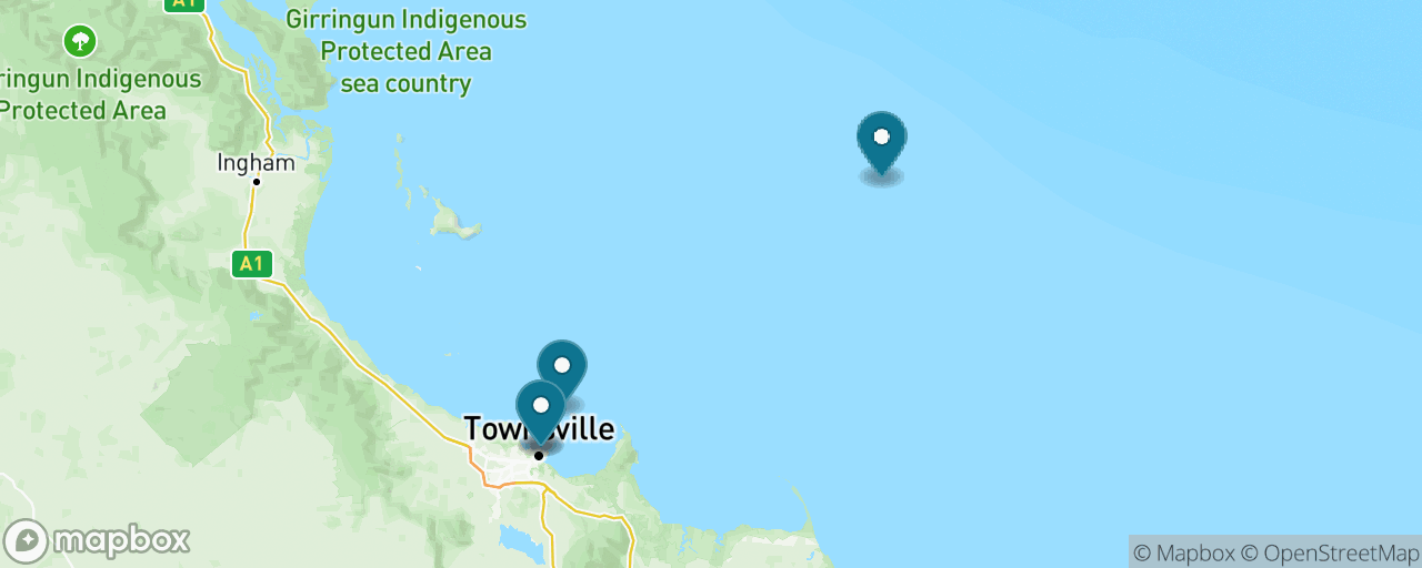 Map of the stops on “Outer Great Barrier Reef Snorkel & Underwater Art”