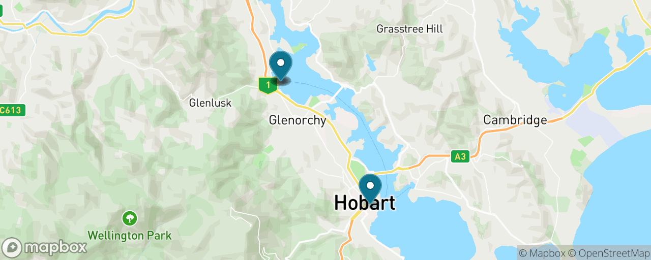 Map of the stops on “MONA by the Mona Roma Ferry”
