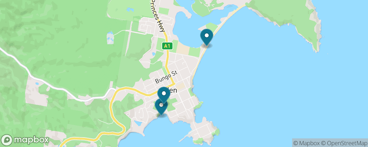 Map of the stops on “Free Eden: Beaches, Rock Pool & Clifftop Trail”