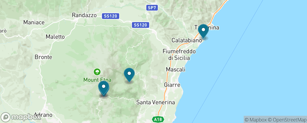 Map of the stops on “Mount Etna Without the Ship's Coach”