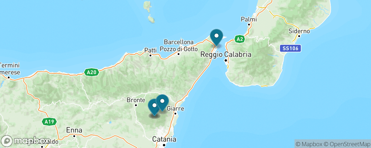 Map of the stops on “Mount Etna Without the Ship's Coach”