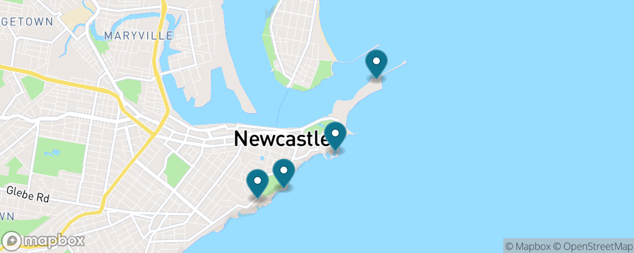 Map of the stops on “The Bathers Way Coastal Walk”