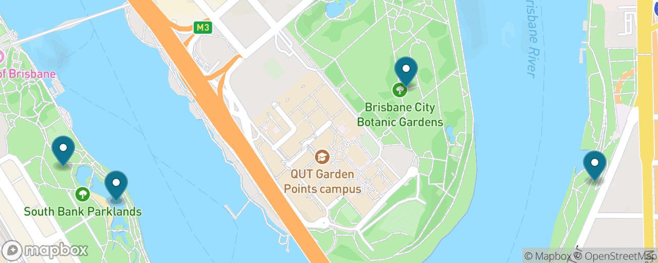 Map of the stops on “Brisbane's Icons in a Half Day”
