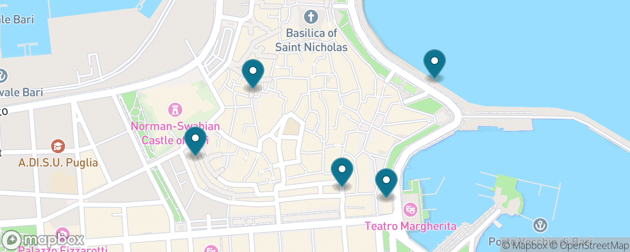 Map of the stops on “Bari on a Fork”
