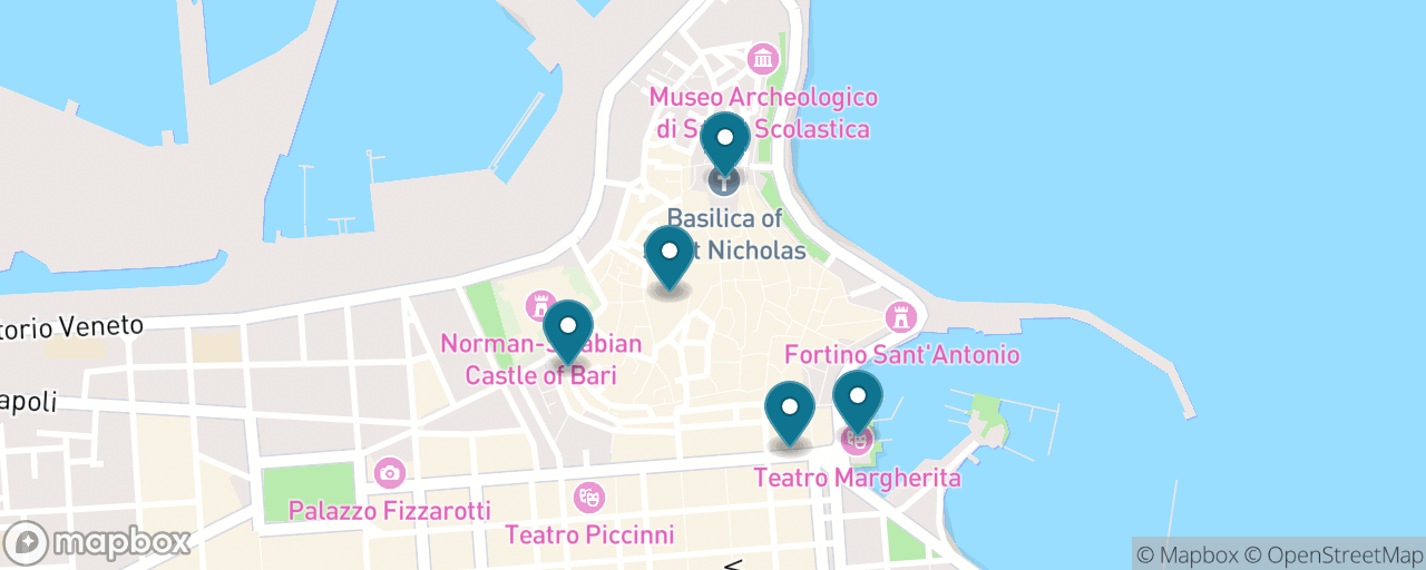 Map of the stops on “Bari Vecchia for Free”