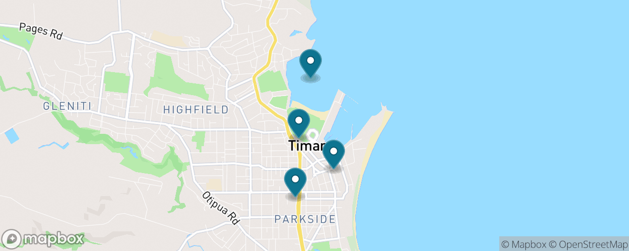 Map of the stops on “Timaru on Foot — the First-Timer's Loop”