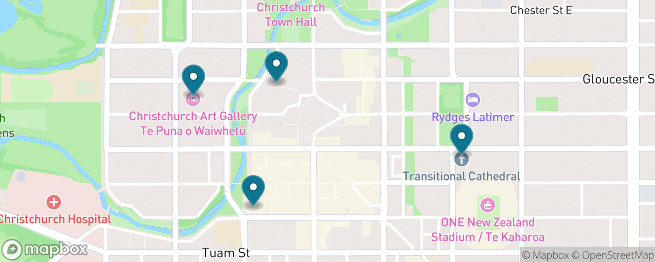 Map of the stops on “Christchurch Rebuild Story (Rain-Proof)”