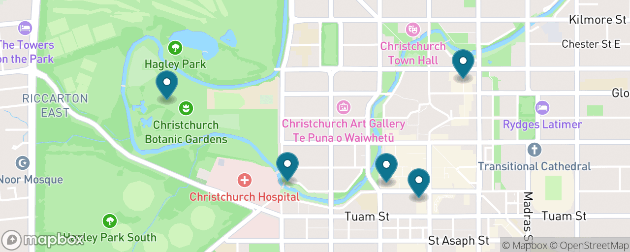 Map of the stops on “The Christchurch City Classic”