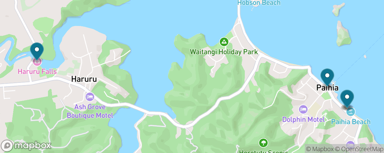 Map of the stops on “Paihia & Waitangi for Free”