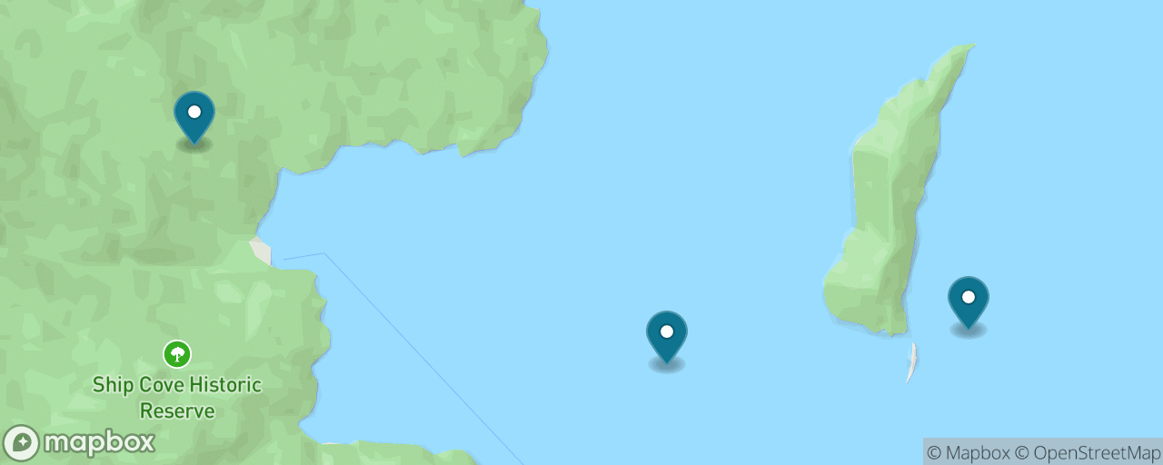 Map of the stops on “Queen Charlotte Track from Ship Cove”