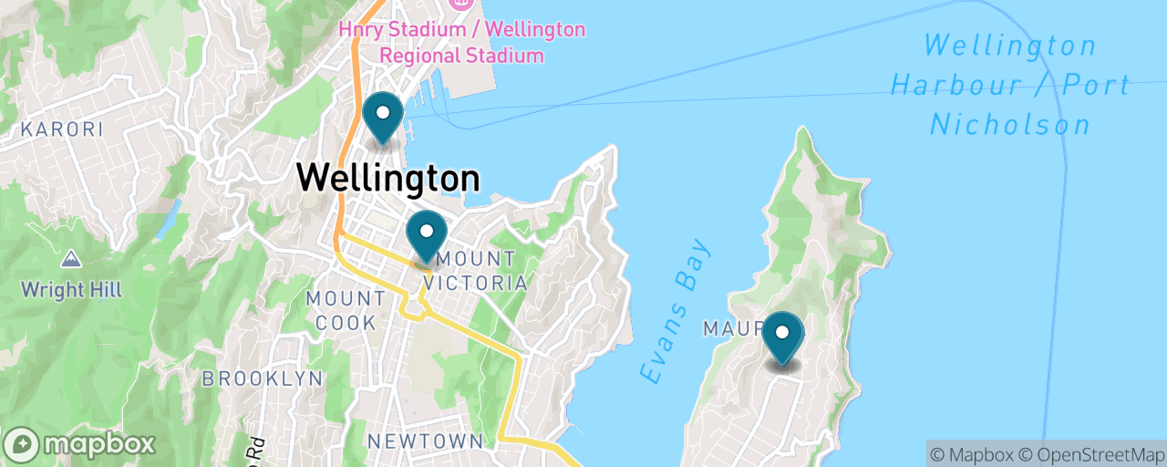 Map of the stops on “Wellywood: Weta Workshop & Film Magic”