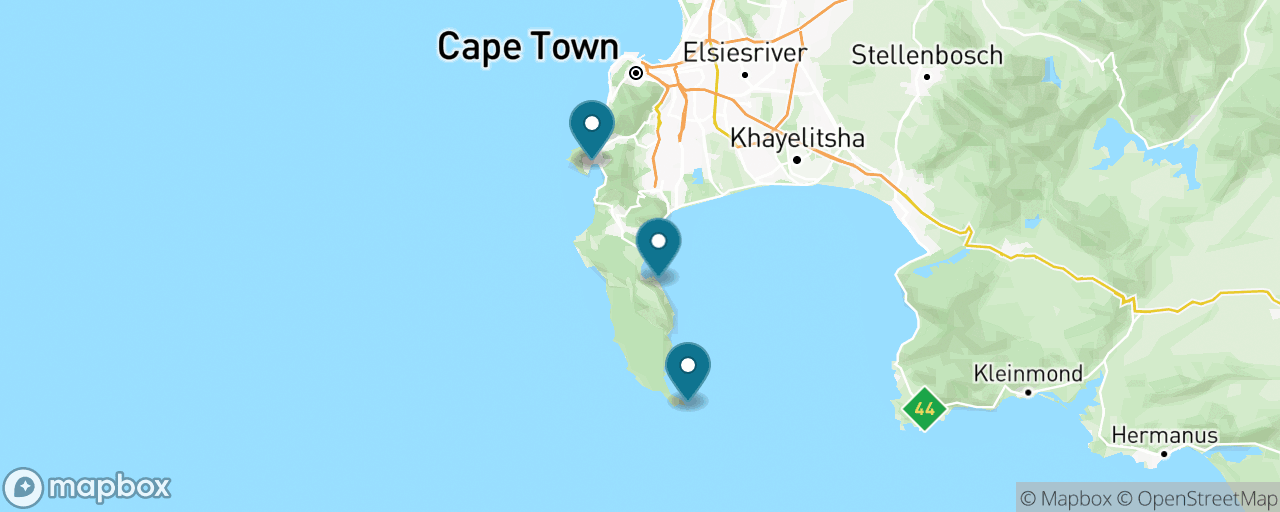 Map of the stops on “Cape Peninsula & Cape Point”