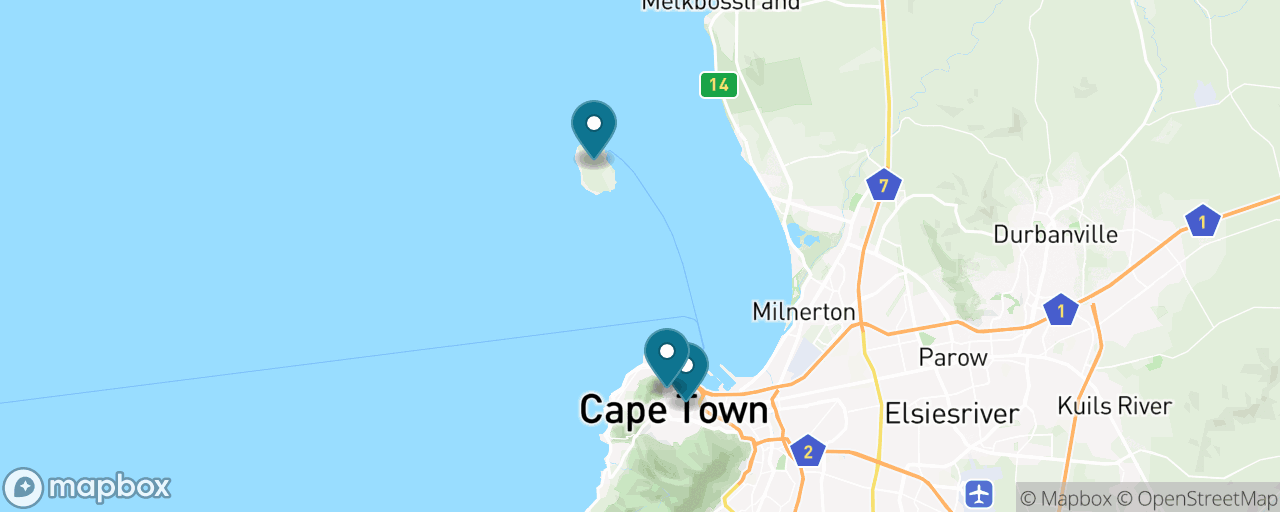 Map of the stops on “Robben Island & the Struggle History”