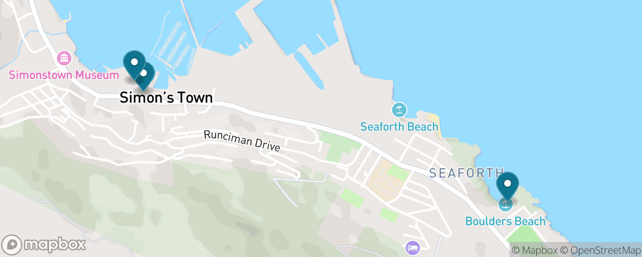 Map of the stops on “Boulders Penguins & Simon's Town”