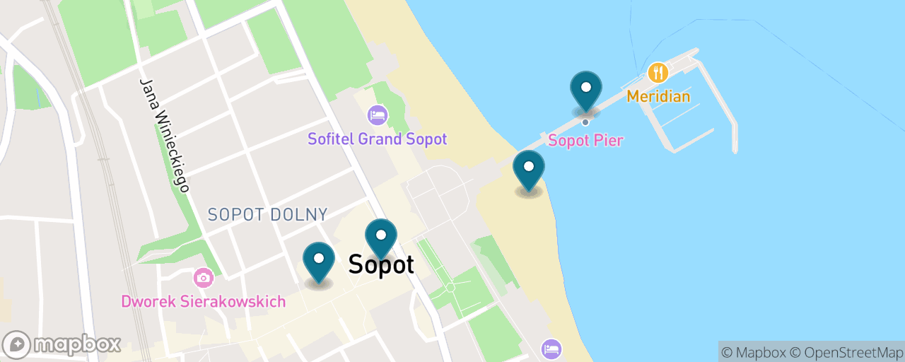 Map of the stops on “Sopot & the Baltic Seaside”