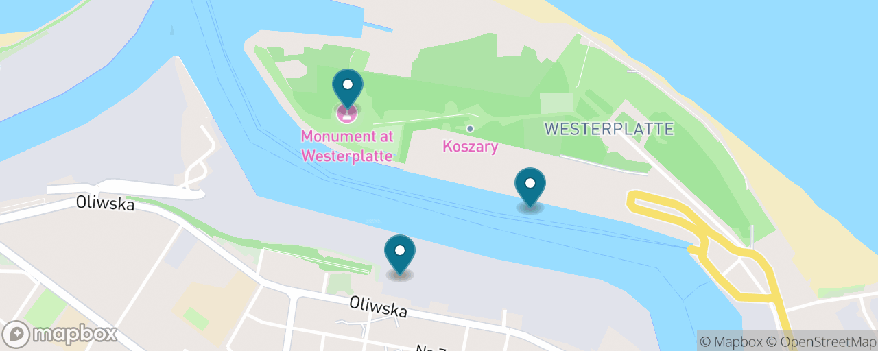Map of the stops on “Westerplatte — Where the War Began, On Foot from Your Ship”